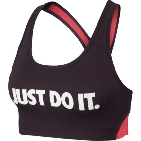Nike 'Just Do It' Dri-fit Sports Bra, Color Maroon/Magenta Size XS - Picture 1 of 16